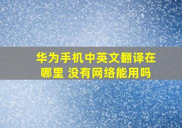 华为手机中英文翻译在哪里 没有网络能用吗